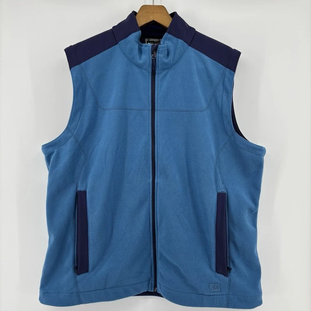 REI Vest Men's XXL Blue Full Zip Outdoor Lightweight Fleece Casual 2XL